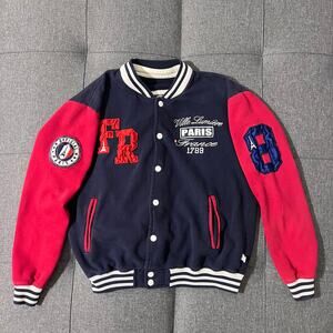 Gazzoil Authentic Supplier Jacket Men Med. Blue Red Official Paris Ville Lumiere